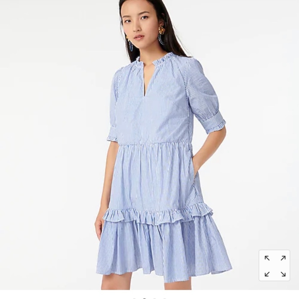 New j.crew tiered striped dress ruffle M